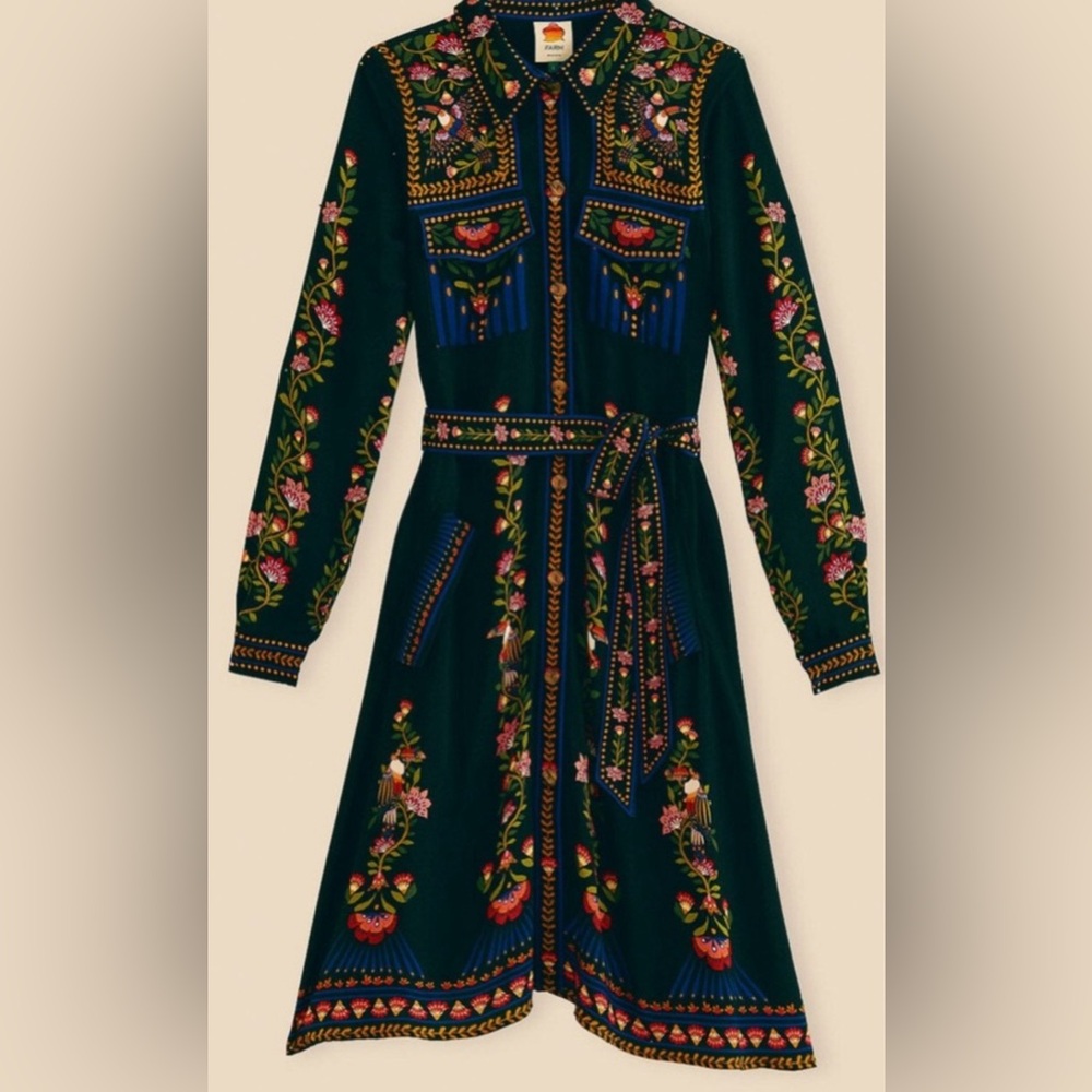 Farm Rio Black Toucan Garden Midi Dress